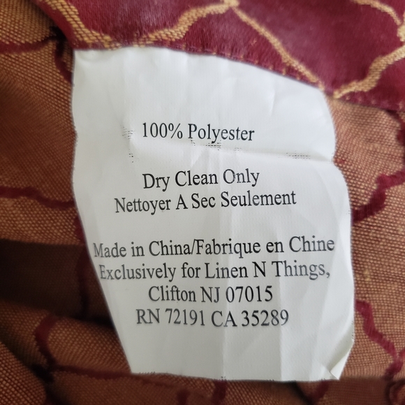 Linens N Things Curtain Panels Tie Backs 74W x 79L Wide Pocket Red Jacquard J… - Picture 13 of 14